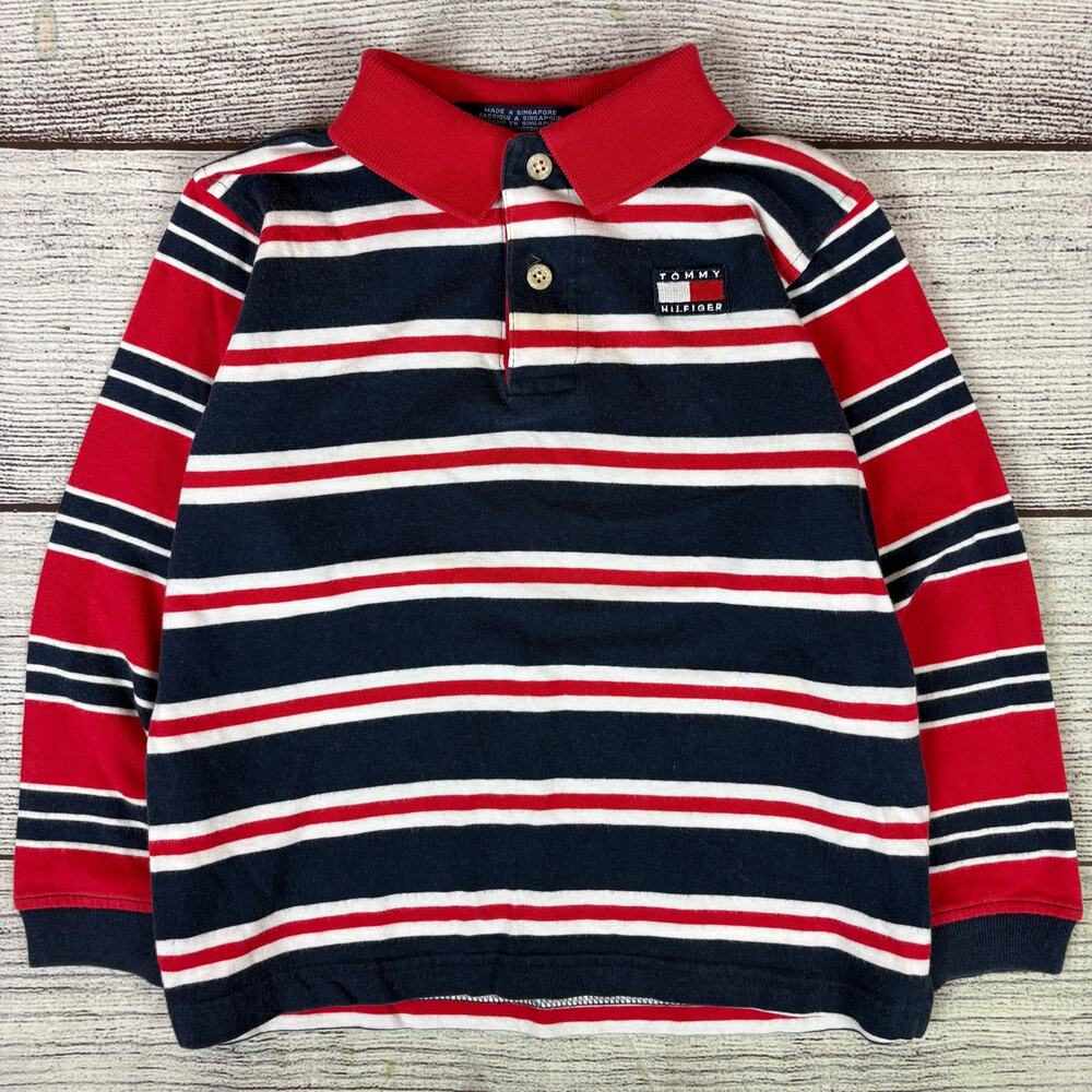 Vintage 1990s Tommy Hilfiger Striped Long Sleeve Polo Shirt